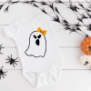 Miss Ghost-Halloween - baby/toddler bodysuit (orange bow)